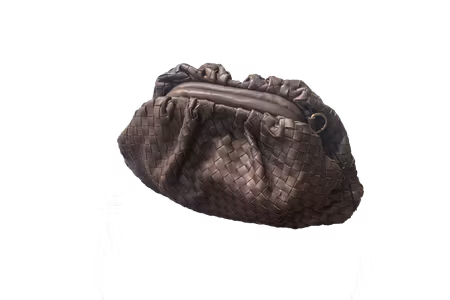 Flettet vevd clutchveske i myk skinn