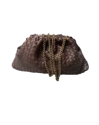 Flettet vevd clutchveske i myk skinn