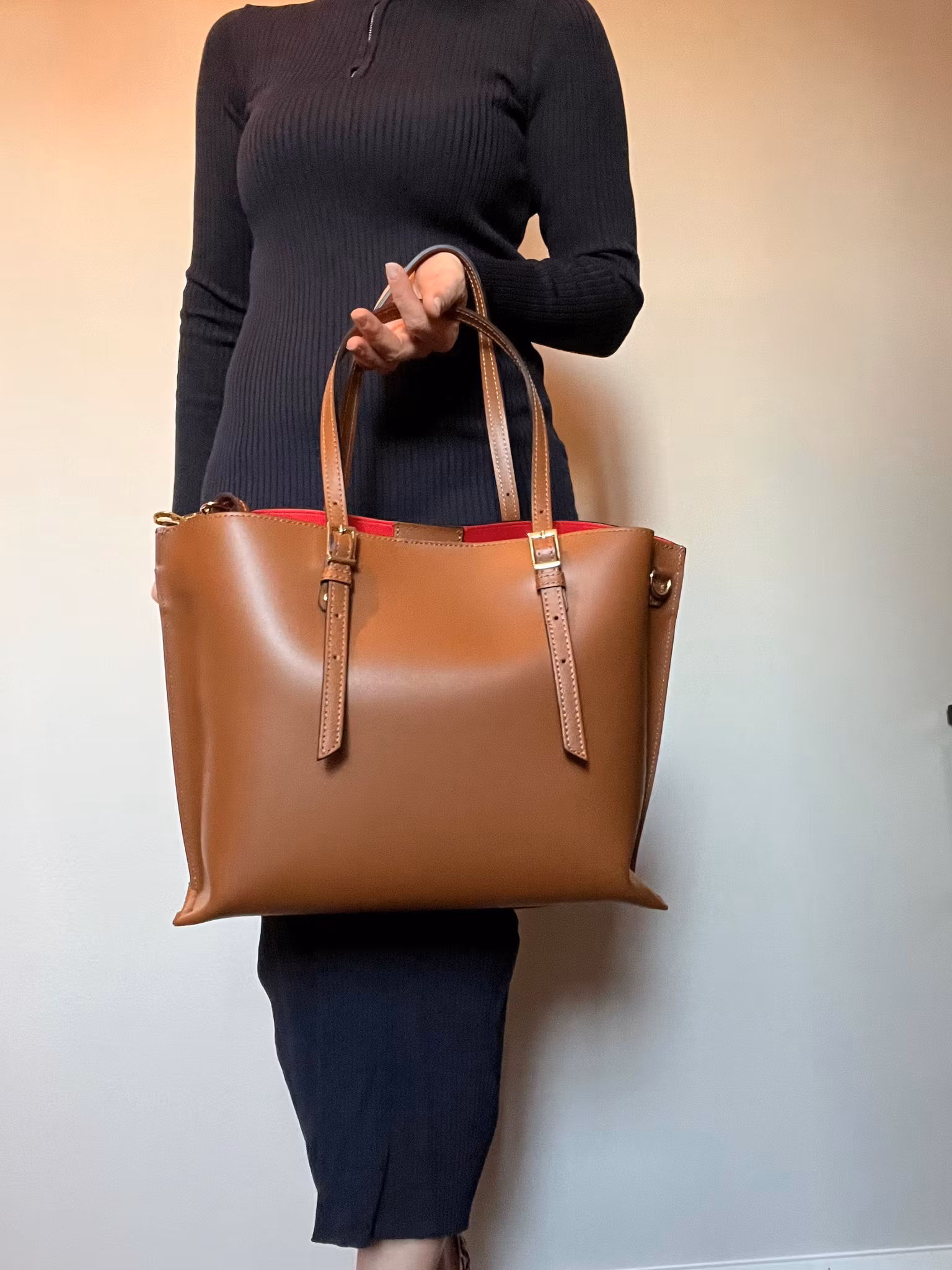 Skulderveske i Ruga skinn med avtagbar rem