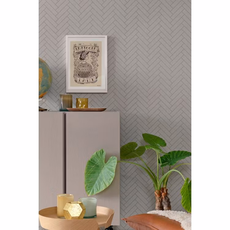 Herringbone Greige Blue