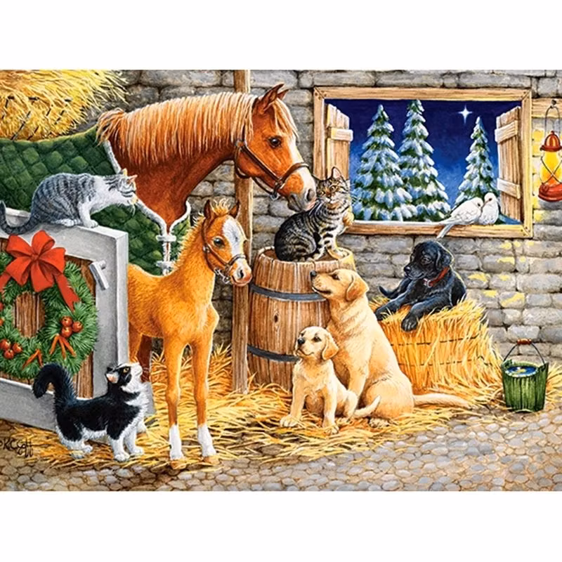 Diamanttavla Jul I Stallet 40x50