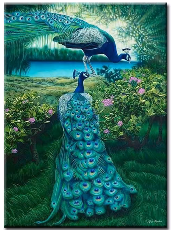 Diamanttavla Peacock Couple 50x70 - Leveranstid 1-3 Dagar