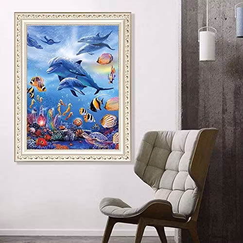 Diamanttavla Ocean Dolphins 40x50