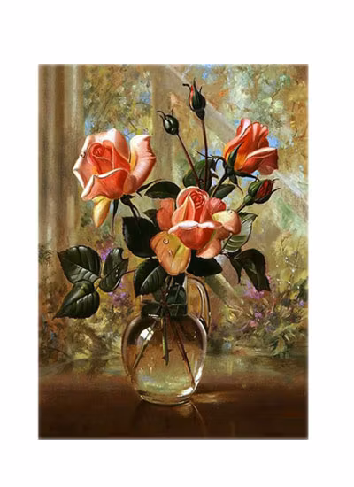 Diamanttavla (R) Vackra Rosor I Glasvas 60x90