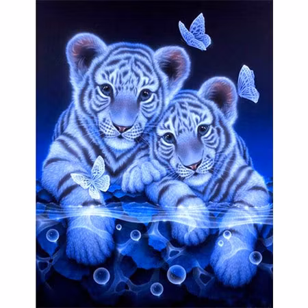 Diamanttavla Tigerbabys 40x50