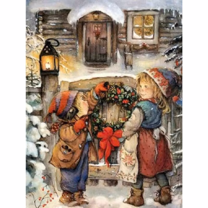 Diamanttavla (R) Barn Julkrans 40x50