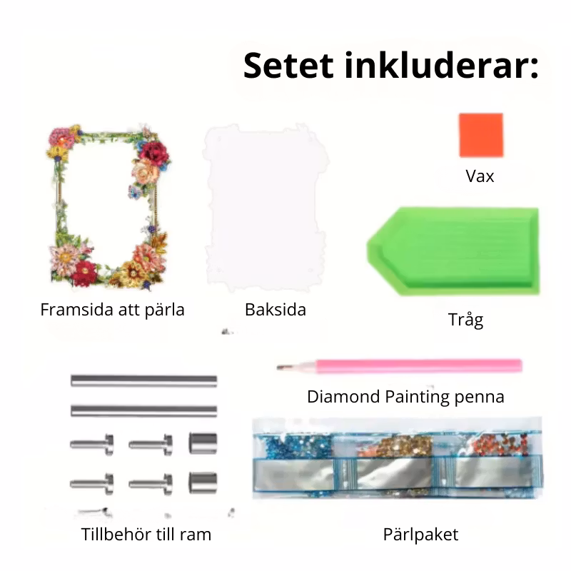 Diamond Painting Ram Lila Blommor 24,8x21 cm