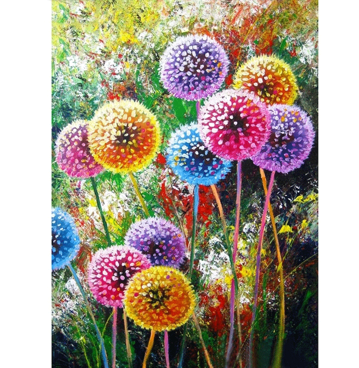Diamanttavla (Runda) Dandelion In Color 40x50