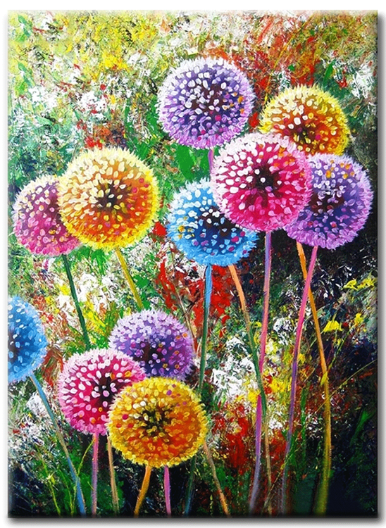 Diamanttavla (Runda) Dandelion In Color 40x50