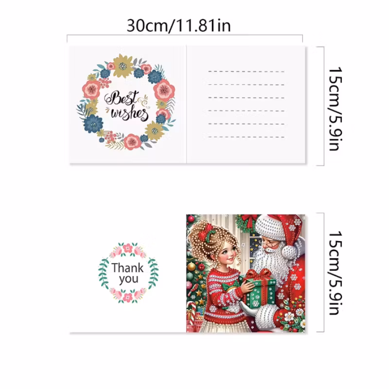 Diamond Painting Julkort 6-Pack Julblommor