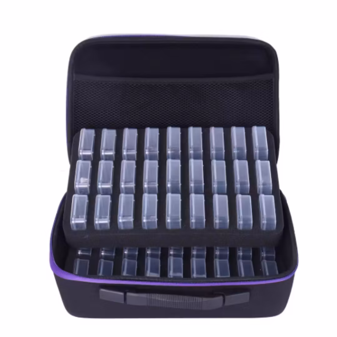 Pärlförvaring Väska Med 54 Fyrkantiga Burkar - Lila