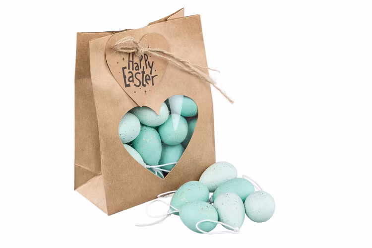 Ägg Häng Turkos/Guldstänk 12-Pack 3x4 cm