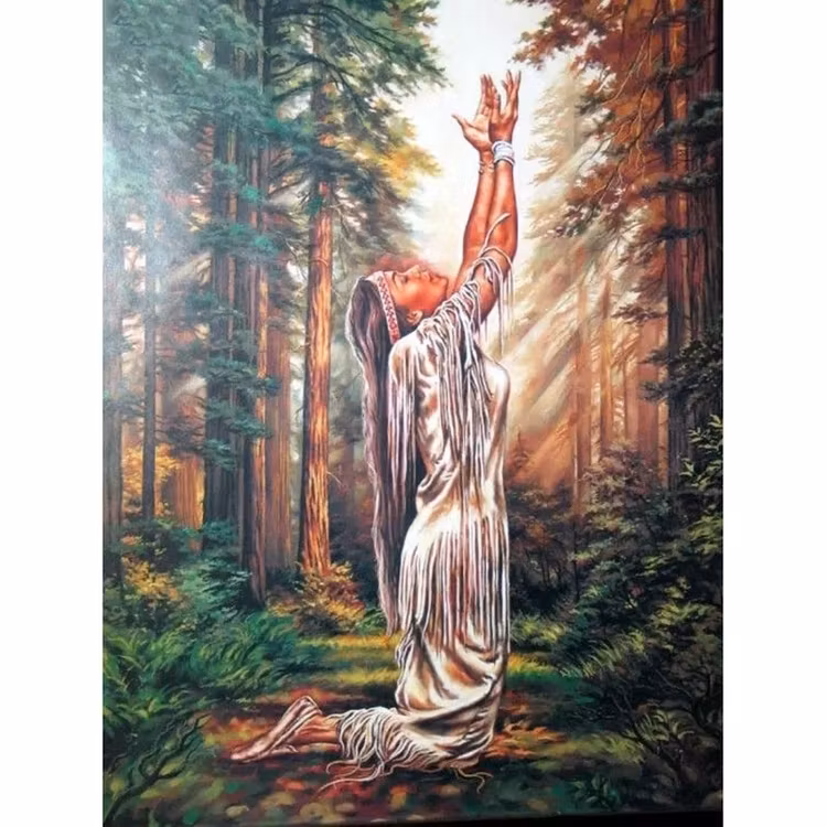 Diamanttavla Praying Indianwoman 50x70