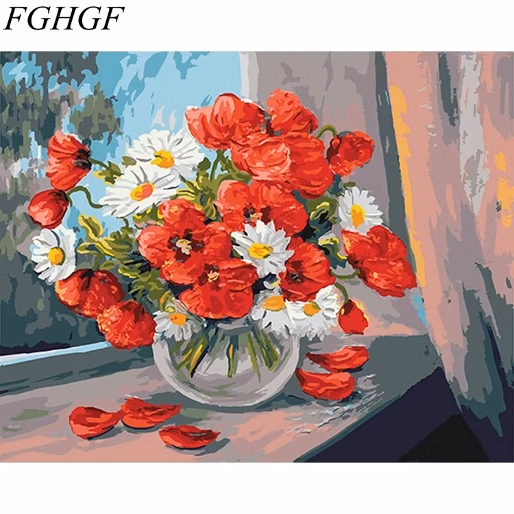 Paint By Numbers Vallmo Och Prästkragar 40x50