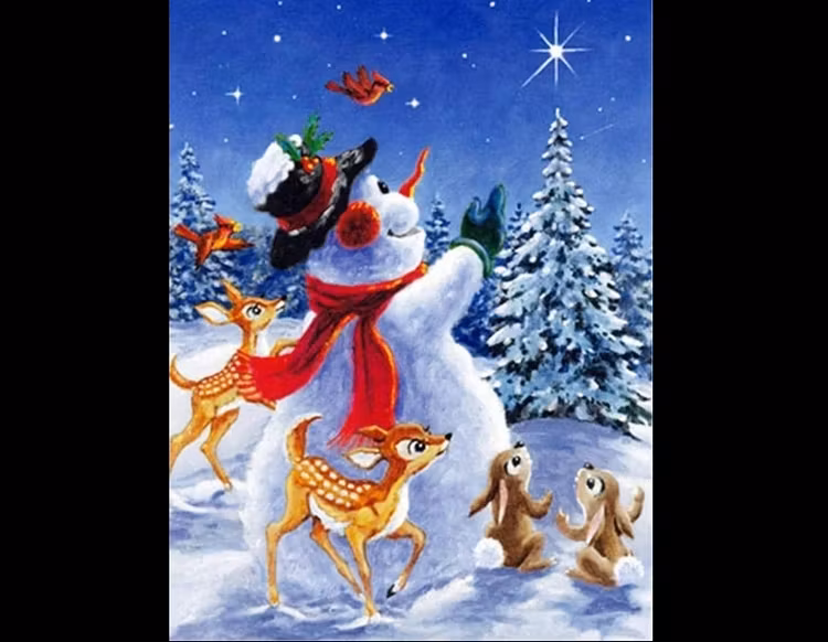 Diamanttavla Snögubbe Polstjärna 40x50