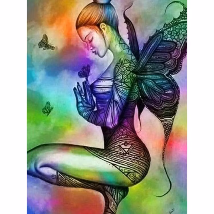 Diamanttavla Color Butterfly Fairy 40x50