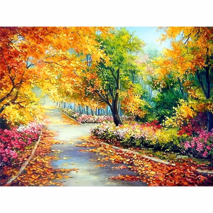 Diamanttavla (Runda) Colorful Autum 40x50