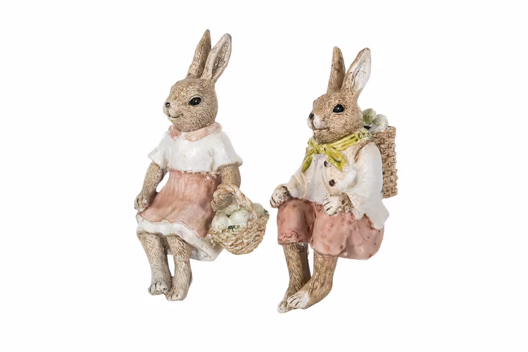 Kanin Sittande Med Korg På Ryggen 6x9.5