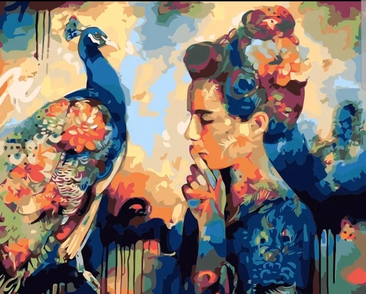 Paint By Numbers Beauty And Peacock 40x50