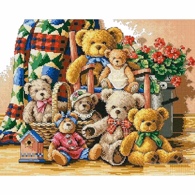 Diamanttavla Teddy Family 40x50