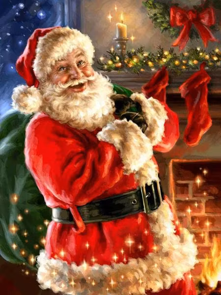 Diamanttavla Tomtefar Med Säck 40x50