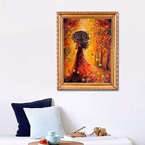 Diamanttavla Kvinna Bland Höstlöv 40x50 - Leveranstid 1-3 Dagar