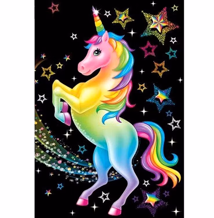 Diamanttavla Colorful Unicorn 30x40