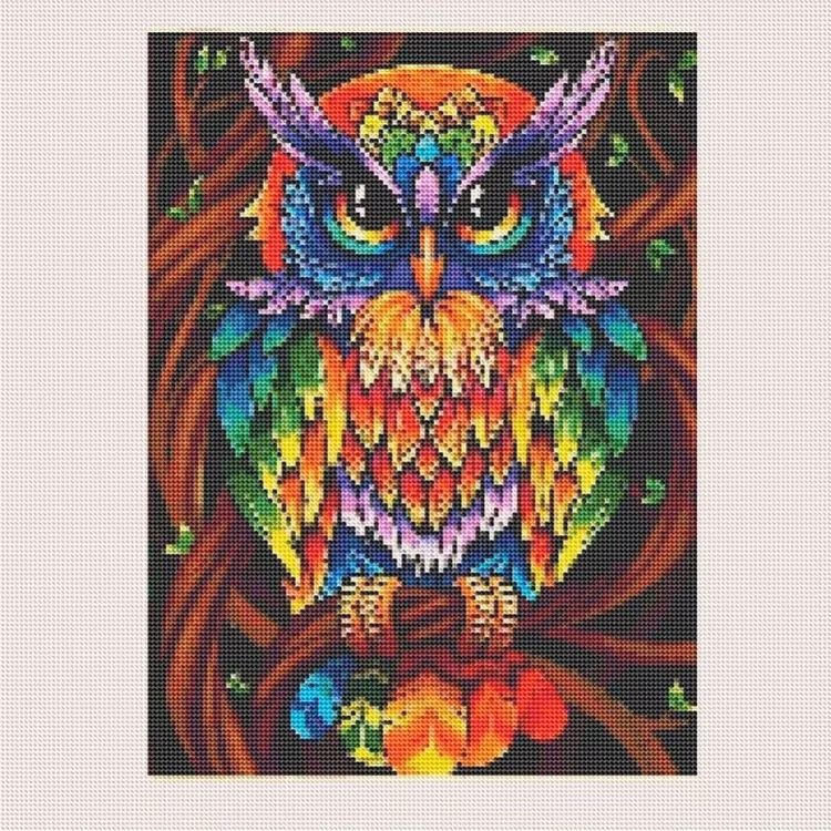 Diamanttavla Regnbågsuggla 30x40