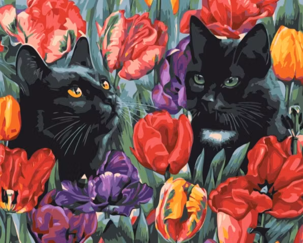 Paint By Numbers Katter Tulpaner 40x50