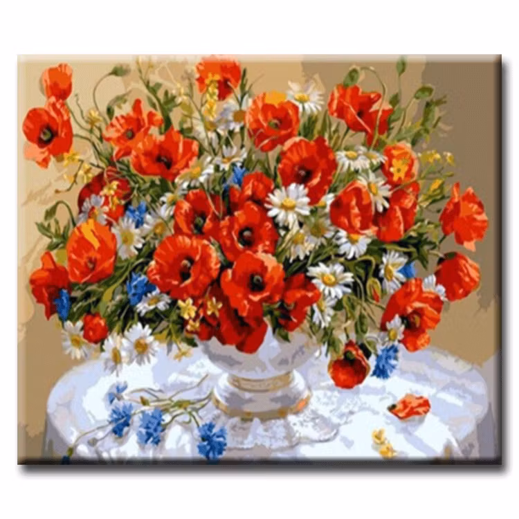 Diamanttavla Poppy Flower 40x50