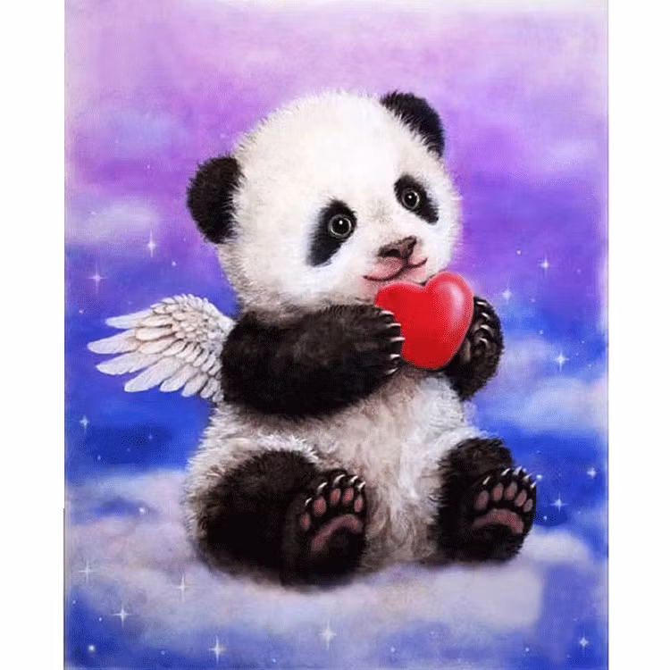 Diamanttavla Panda Love 30x40