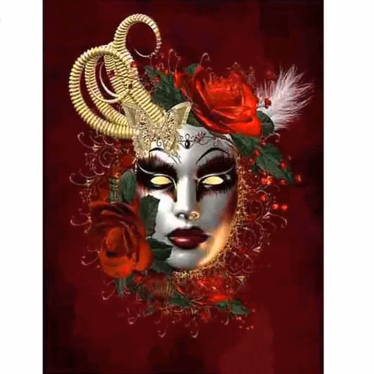 Diamanttavla Mask Red 40x50