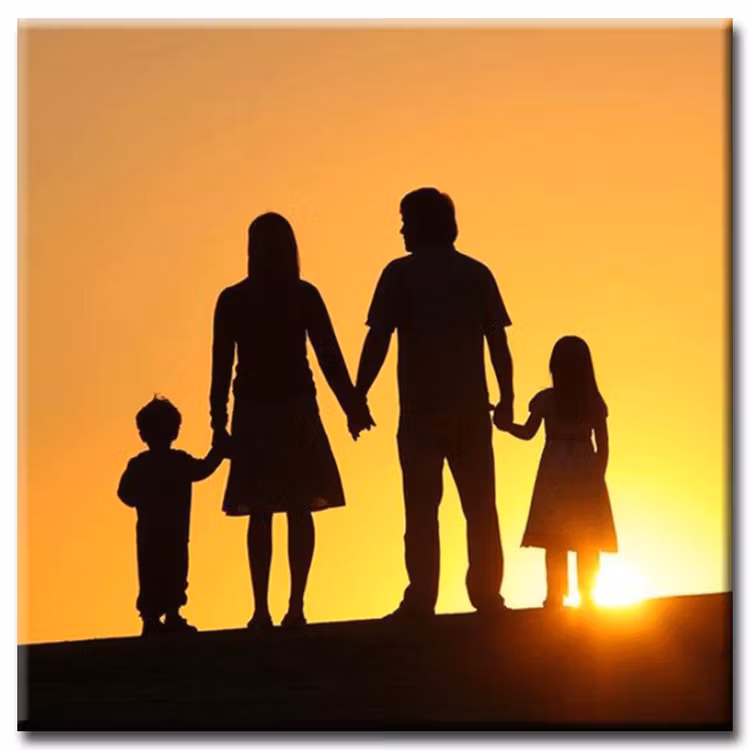 Diamanttavla (R) Family Sunset 50x50