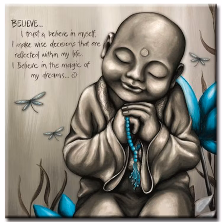 Diamanttavla Buddha Lotus Belive 50x50