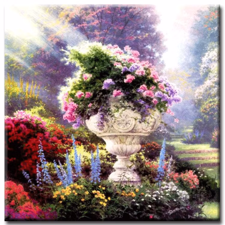 Diamanttavla Blomsterurna 50x50