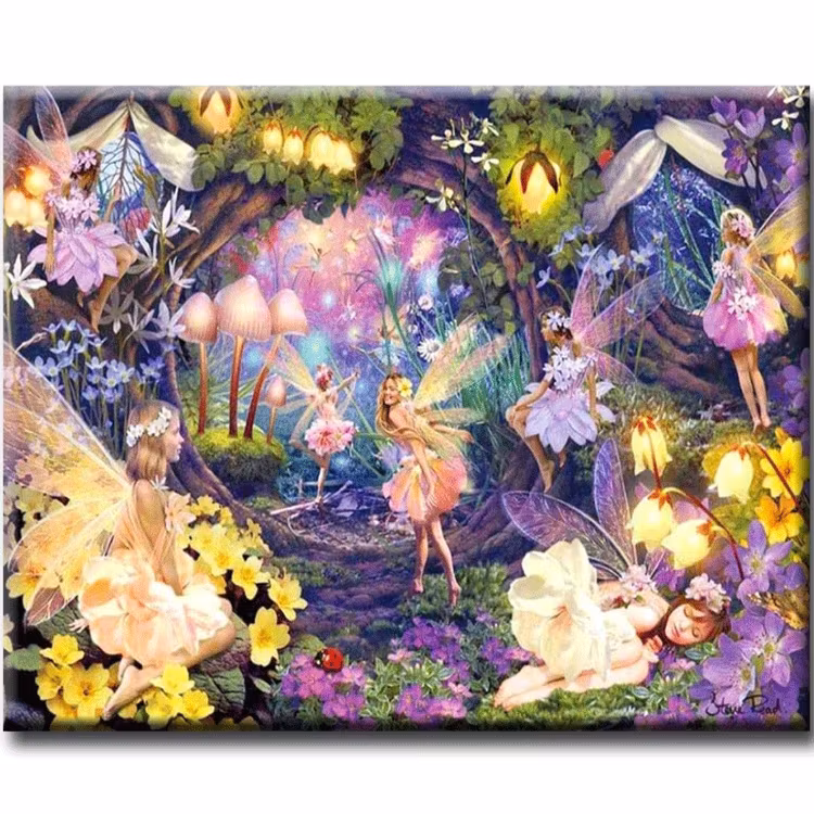 Diamanttavla Blomsterälvor 50x70