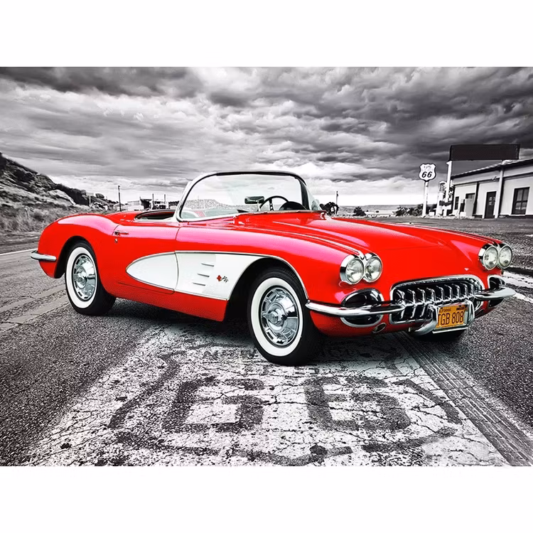 Diamanttavla Car Road 66 40x50