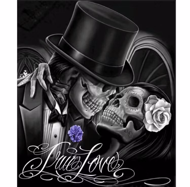 Diamanttavla Skull Love 40x50