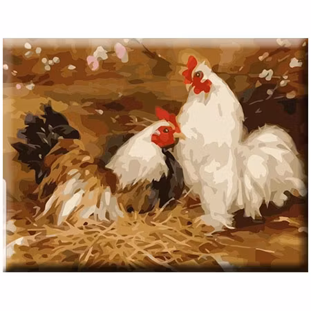 Paint By Numbers Höna Och Tupp 40x50