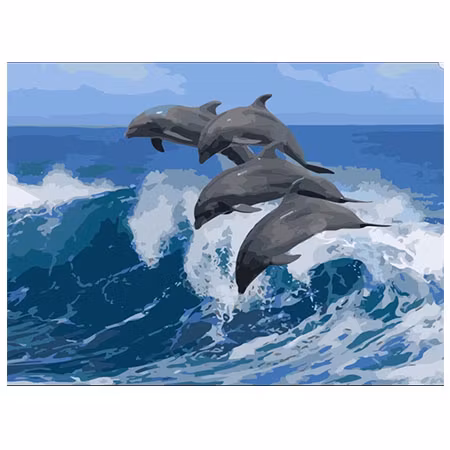 Paint By Numbers Dolphins Wave 40x50