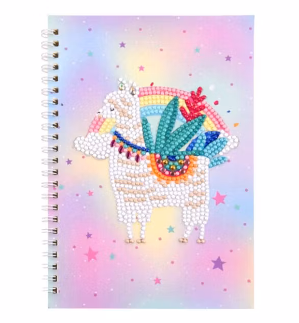 Diamond Painting Skrivbok Linjerad Cute Alpaca 60 sidor