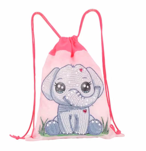 Diamanttavla Väska Ryggsäck Cute Elephant With Heart 31x37 cm