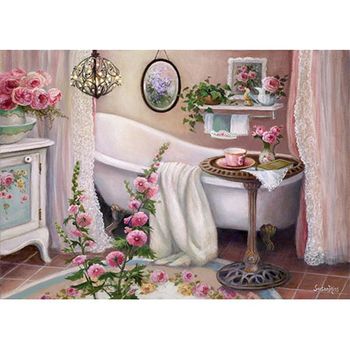 Diamanttavla Bathroom Flower 40x50
