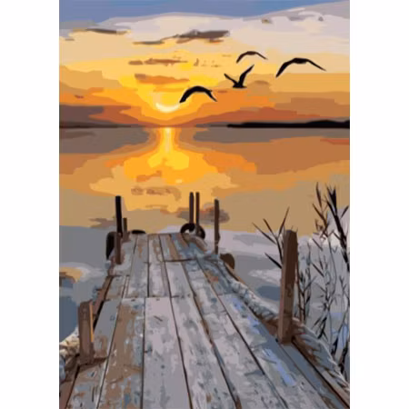 Paint By Numbers Brygga I Solnedgång 50x70- Leveranstid 1-3 Dagar