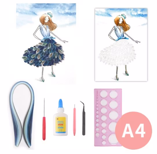 Quilling Woman Blue Dress A4