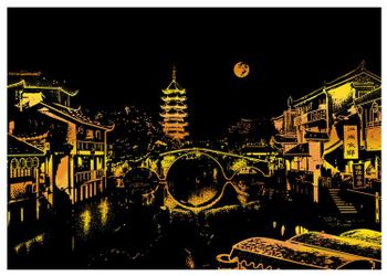 Scratch Painting Water Town 41x28,7 cm