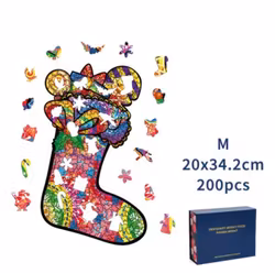 Christmas Wood Puzzle Julstrumpa ca 20x34 Cm  - Leveranstid 1-3 Dagar