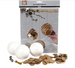 Pyssel Kottar av läderpapper, Dia. 8 cm, tjocklek 0,55 mm, natur, guld, 1 set