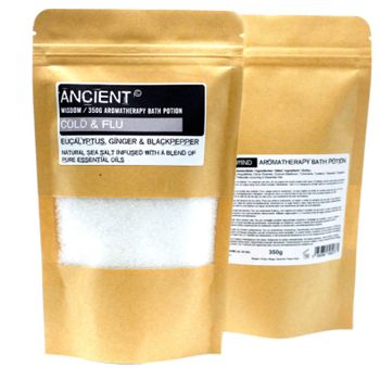 Ancient Aromaterapi Cold & Flu Havssalt Med Eucalyptus, Ingefära och Svartpeppar 350g