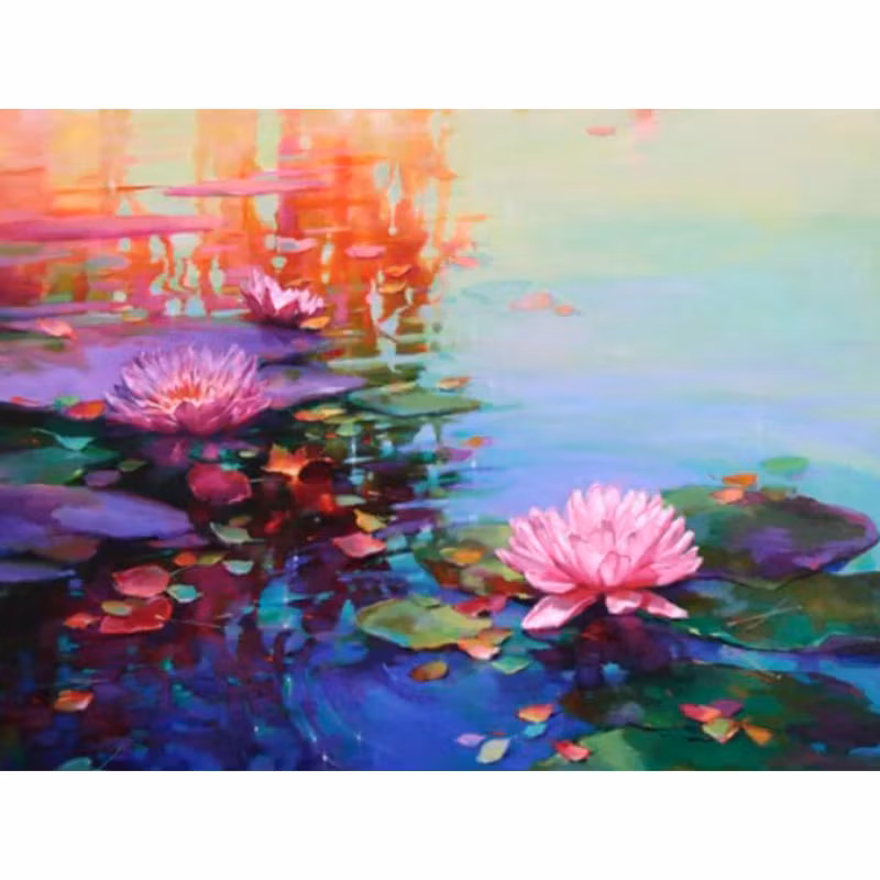 Diamanttavla Rosa Näckrosor 40x50